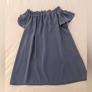 Pleione Gray-Blue mini Dress with Ruched Details